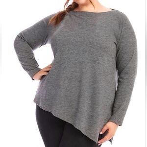 Karen‎ Kane Plus Size Women's Asymmetrical Boatneck Top: Heather: Size- 1X